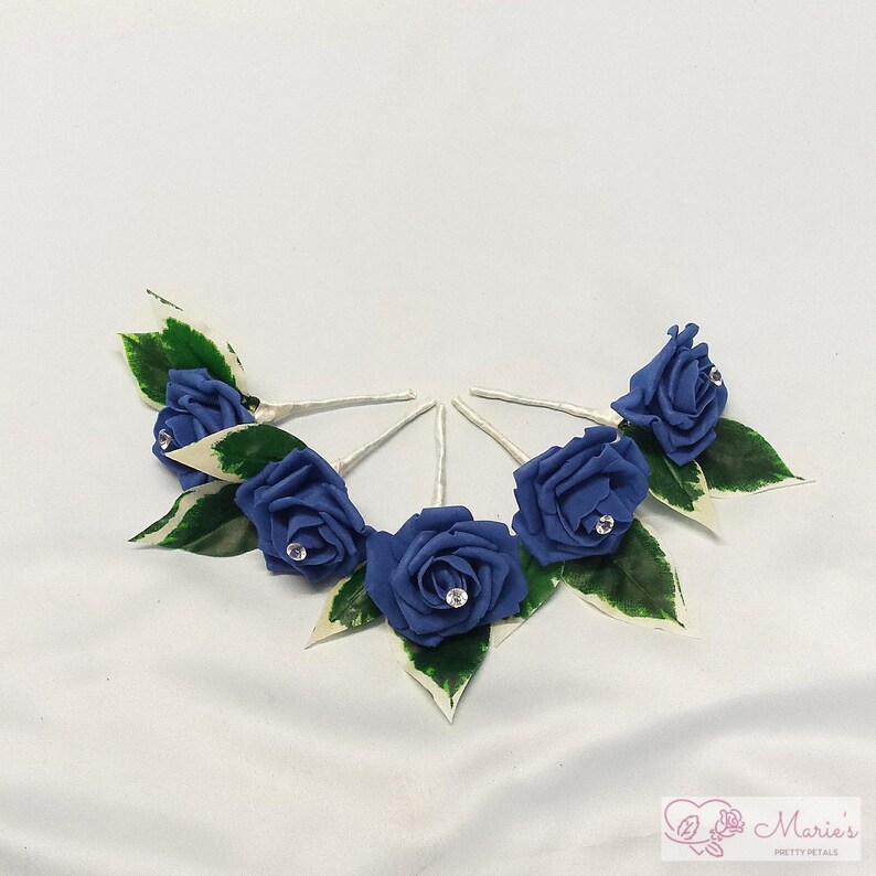 Artificial Wedding Flowers Colourfast Roses Matching Royal Blue Theme in Buttonhole ~ Groom ~ Guest ~ Bestman ~ Ladies Corsage