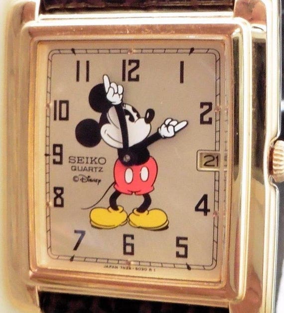 Disney Retired New Calendar Square Men's Mickey Mouse Watch