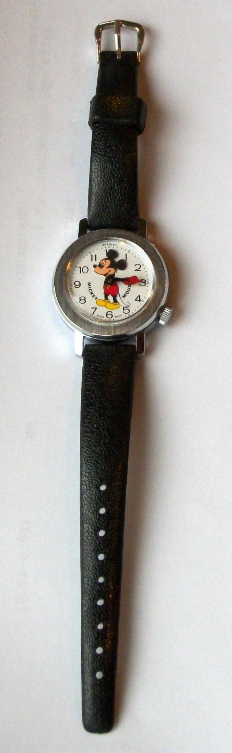 Vintage Bradley Swiss Made Mickey Mouse Wind Up Watch‎ Animated Nodding Pointing Bradley swiss made mickey - Gem main image 3