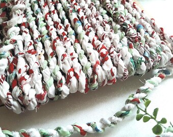 Christmas Fabric Twine Cord Handmade Cottage Core Rope  Party Gift Bow Wrap Holiday Garland Decor Crafts Boho Jewlery rag rope Shabby Chic