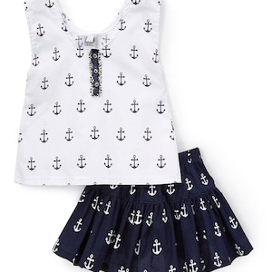 SET SAIL Boutique Anchor Top or Skirt infant toddler girls baby disney cruise inspired vacation summer USA unique Pageant New mom gift
