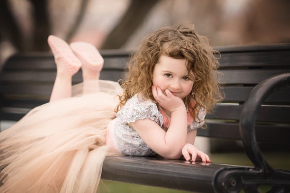 a pink prom dress Blush Pink Long Lace Prom Dress with Tulle Skirt Blush / 8