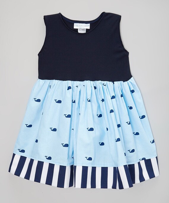 Blue Whales Baby Dress: Carolina Kids Sundress New Baby toddler little girl sizes