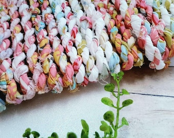 COTTON CANDY Color Fabric Twine Rope Cord Handmade Repurposed Rope Party Gift Wrap Decor Craft Boho Jewlery Shabby Chic recycled cottagecore