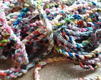 Fabric Twine Cord Handmade Fabric Rope Multi Color Repurposed Party Gift Wrap Crafts Boho Jewlery Bracelet Shabby Chic Home Decor upcycled