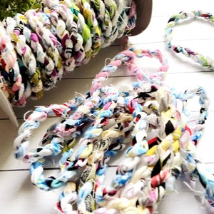 Handmade Boho Pastel Fabric Twine Rope Cottage Core Pastel Colors Cord Party Gift Wrap Birthday Decor Crafts Boho Jewlery Wreath Repurposed