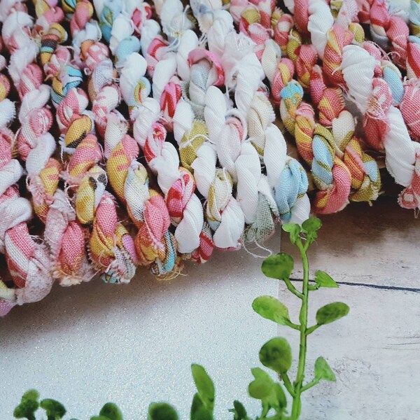 COTTON CANDY Color Fabric Twine Rope Cord Handmade Repurposed Rope Party Gift Wrap Decor Crafts Boho Jewlery Bakers Shabby Chic recycled