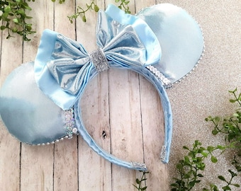 Cinderella Inspired Adult Size Mouse Ears Designer Ladies Wish Custom Boutique Headband Handmade Princess Birthday Holiday Ears
