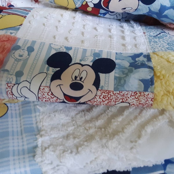 Baby Gift Chenille Blanket Throw New Mom Baby Shower Gift Infant Toddler car blanky Girl or Boy Cotton & Vintage Chenille Handmade