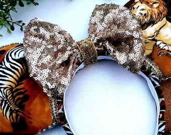 Adult size Animal Kingdom Safari Mickey Minnie Disney Inspired Designer Ears Tribal Custom Headband Ladies Handmade  Couture Mouse Ears