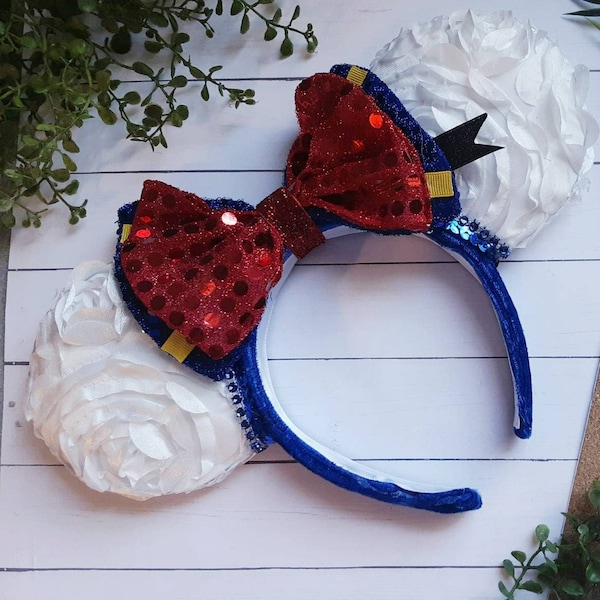 Designer Adult size Boutique Donald Duck Inspired Mouse Ears Couture Headband Ladies Handmade Minnie Ears Made in USA Cute