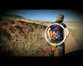 Grateful Dead Patchwork Hula Hoop backpack, carry your hoops in style, heady art