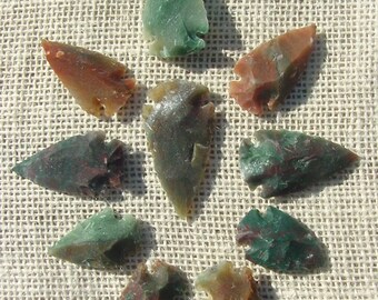 10  arrowheads reds greens browns multi colors replica 1" - 1  1/2 inch stone jasper hand picked arrowheads jewelry crafts projects sa196