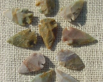 10  arrowheads whites browns multi colors replica 1" - 1  1/2 inch stone jasper hand picked arrowheads jewelry crafts projects sa187