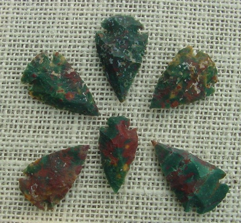 6 specialty arrowheads replica 1 1 1/2 inch stone jasper hand picked colors arrowheads jewelry,crafts,designs,wrapping,projects sa509 image 1