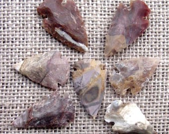 7 beautiful arrowheads replica 1&quot; - 1  1/2&quot; inch mixed colors stone hand picked arrowheads jewelry projects,wire wrapping,beautiful ks406