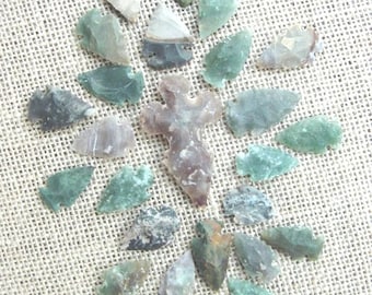 25 arrowheads collection  replica 1&quot; - 1  1/2&quot; inch stone jasper hand picked colors arrowheads spearhead framing craft design projects x915