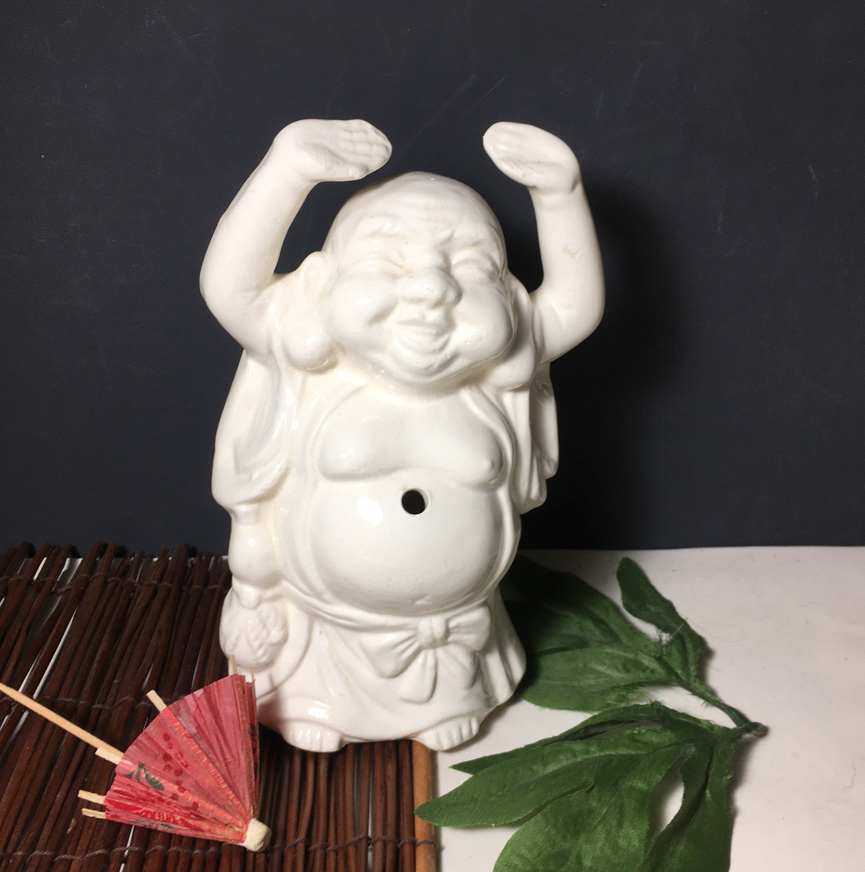 Vintage Tiki Mug Drinkware,happy Buddha, Tiki Mug, White Ceramic 
