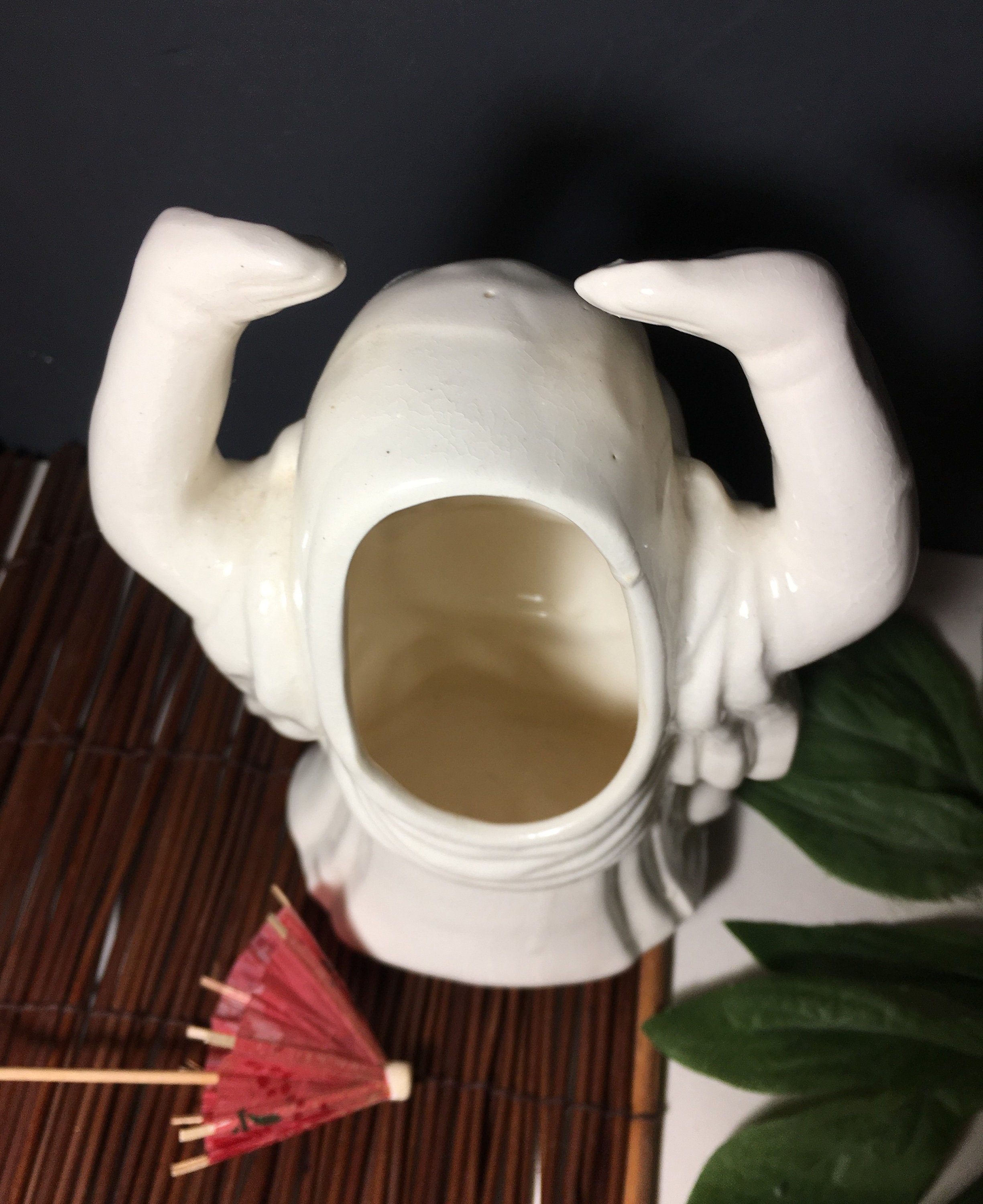 Vintage Tiki Mug Drinkware,happy Buddha, Tiki Mug, White Ceramic 