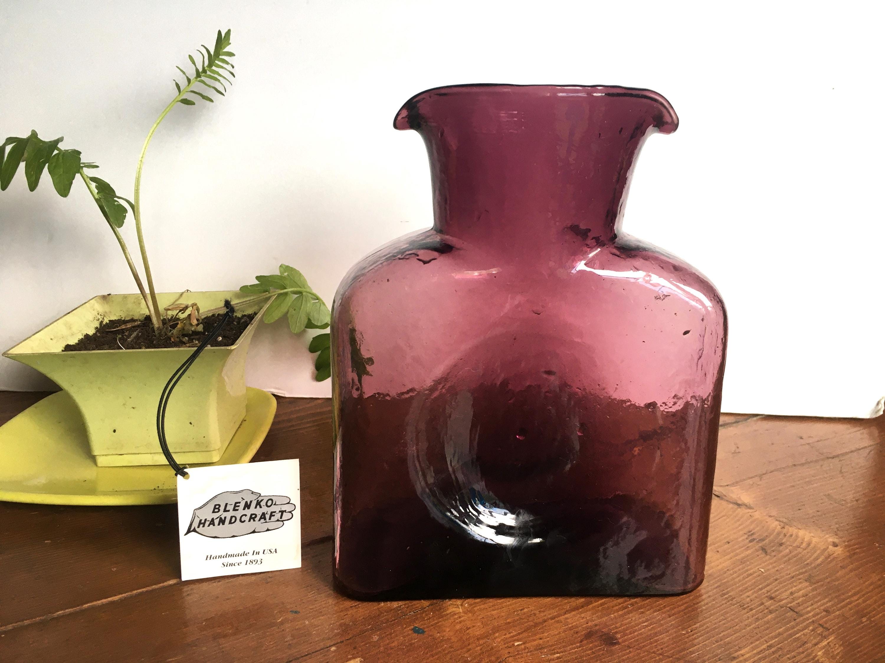 Vintage Blenko Amethyst Double Spout Water Bottle, Blenko Glass