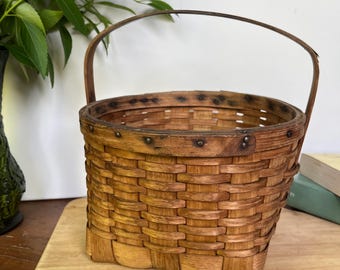 Vintage Split Wood Basket, Basketville Vermont, Cottage Decor, Farmhouse, 1970s