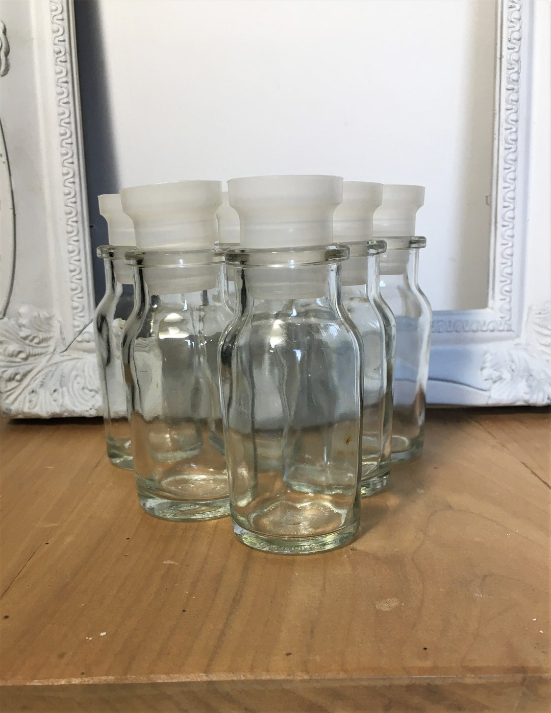 Vintage Glass Spice Jars With Stoppers Small Glass Storage Etsy