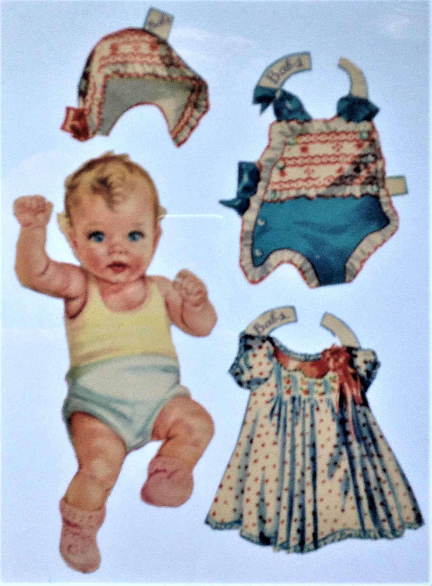 Vintage Baby Paper Dolls Framed wall Art Vintage Nursery Art Etsy