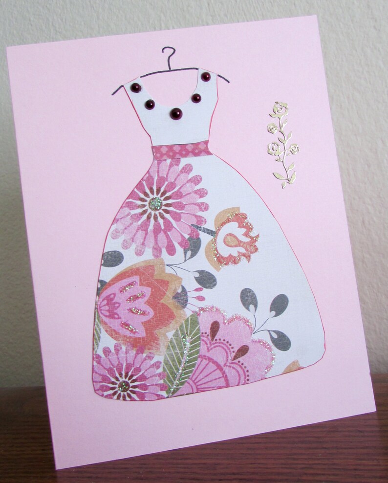 Wedding Shower Quinceanera Feminine Handmade Birthday or Special Occasion Card featuring custom dyed faux pearls /& gold rose embellishment