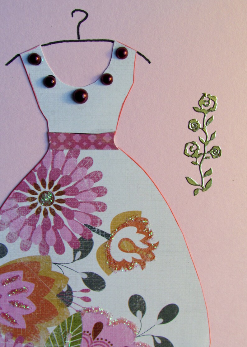 Wedding Shower Quinceanera Feminine Handmade Birthday or Special Occasion Card featuring custom dyed faux pearls /& gold rose embellishment