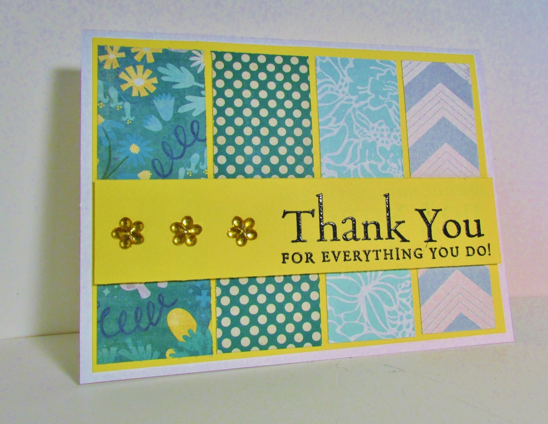 Thank You Card Handmade Stamped and Embossed Teacher Etsy