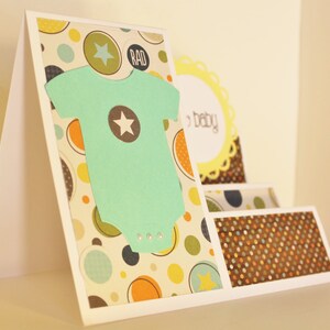 Bébé fait à la main, estampillé, nouvelle étape, carte, pli fantaisie carte, carte de Shower de bébé, Baby Boy Card, papier Frédéric