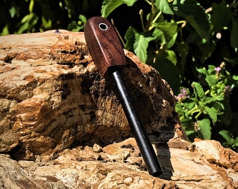 Handmade Solid Walnut Handle 3/8" Ferrocerium Rod/Striker W/ Stainless Lanyard Tube FREE SHIPPING