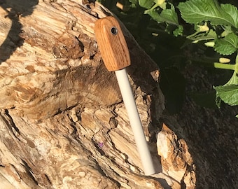 Handmade Square Oak Handle 3/8" Ceramic Field Sharpener