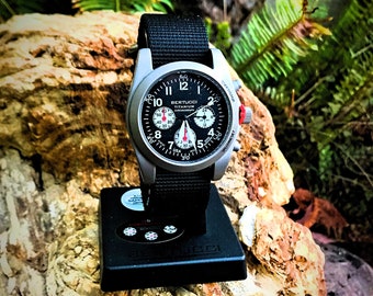 Bertucci A-11T Americana Field Chronograph Black Nylon Band Men's Watch 13343