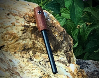 Ręcznie robiony uchwyt z naturalnego płótna Micarta 3/8&quot; Firesteel/Striker z linką ze stali nierdzewnej