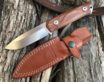 Lionsteel B41 Knife Santos Rosewood Handle Sleipner Steel Leather Sheath