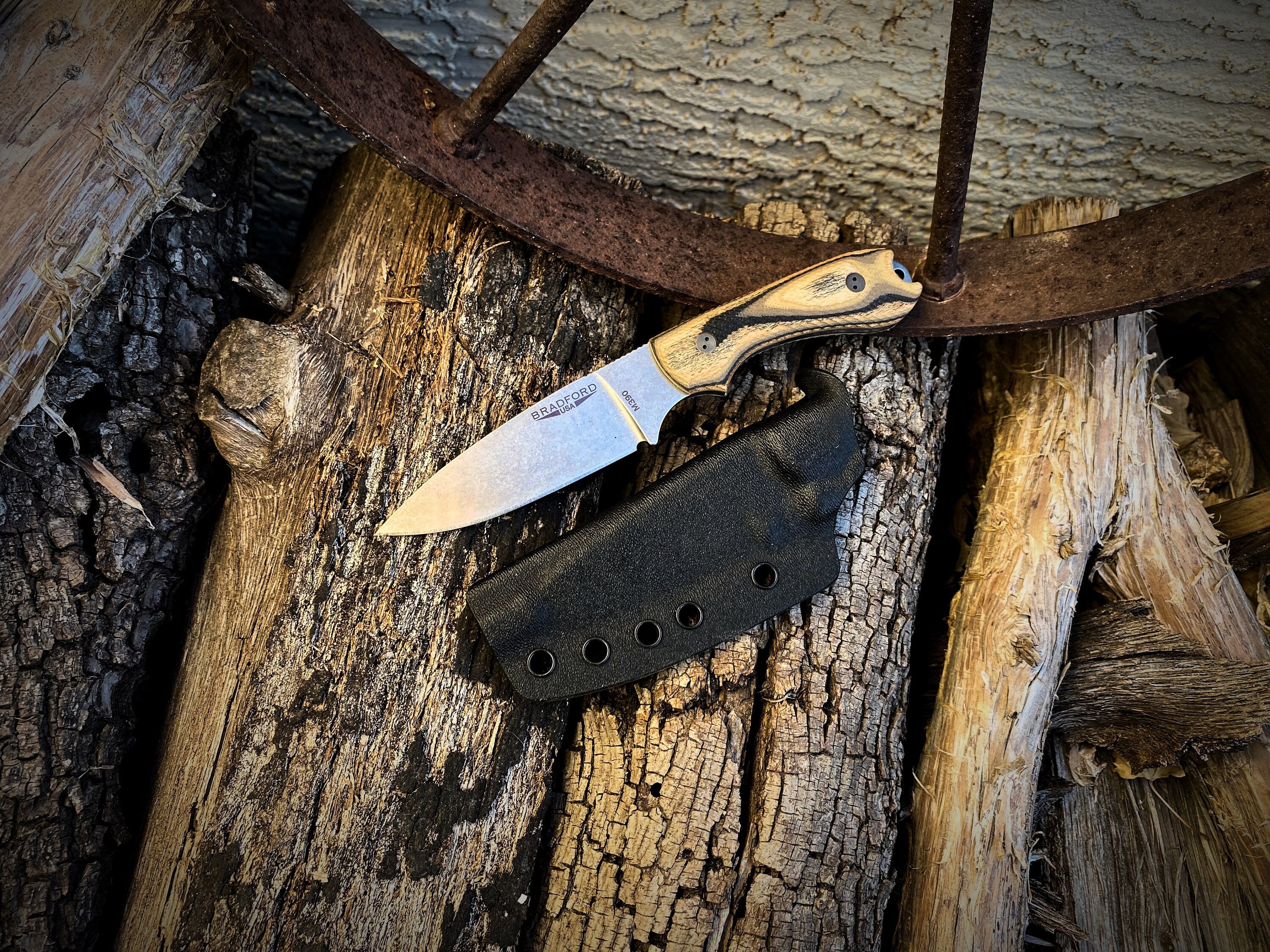 Bradford Guardian 3.2 G-wood Full Flat Grind, M390, W/ Kydex Sheath - Etsy