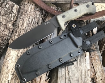Lionsteel M7 Black Blade Green Micarta Handle W/ Kydex Sheath