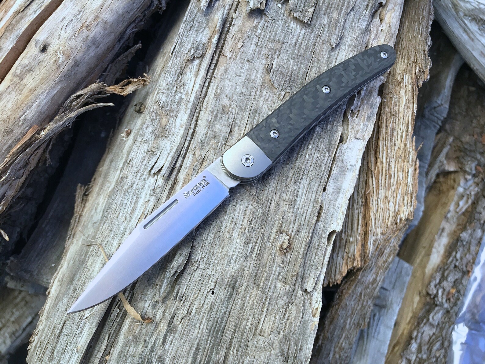 Lionsteel Jack Pocket Knife Carbon Fiber M390 Blade Titanium Etsy