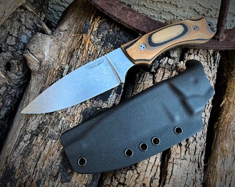 Bradford Guardian 4.2, Full Flat Grind, Magnacut Blade, Stonewash, G-Wood, Kydex Sheath
