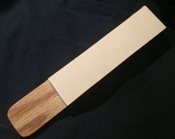 Premium 8" Solid Oak and 10oz Leather Knife, Razor, and Tool Strop