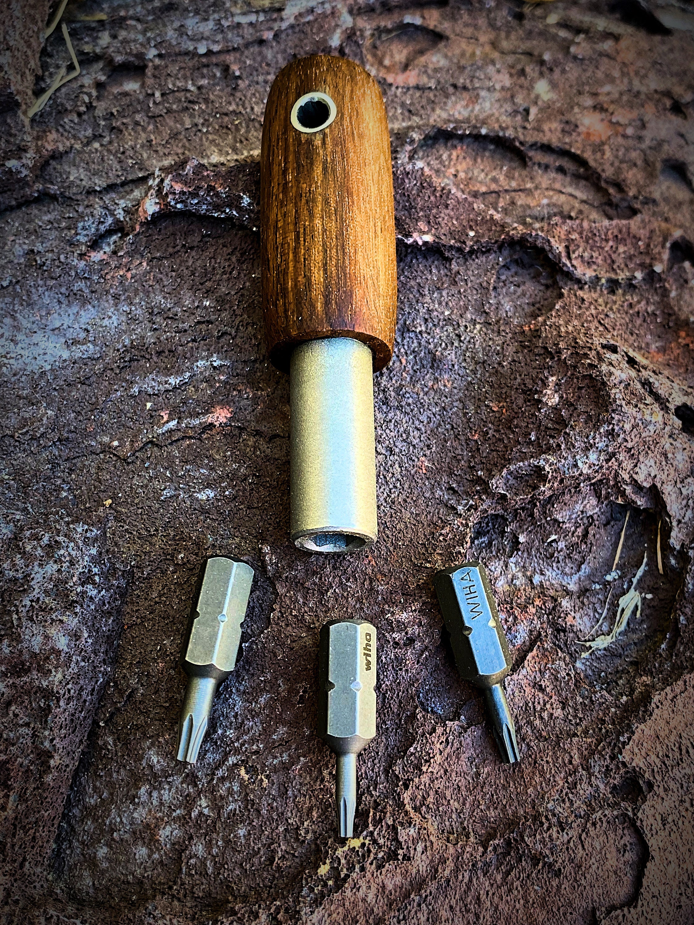 Icon Bit Driver Handle Pocket EDC Bit Driver Walnut Handle for Knife and Tool Adjustment W/ 3 ...