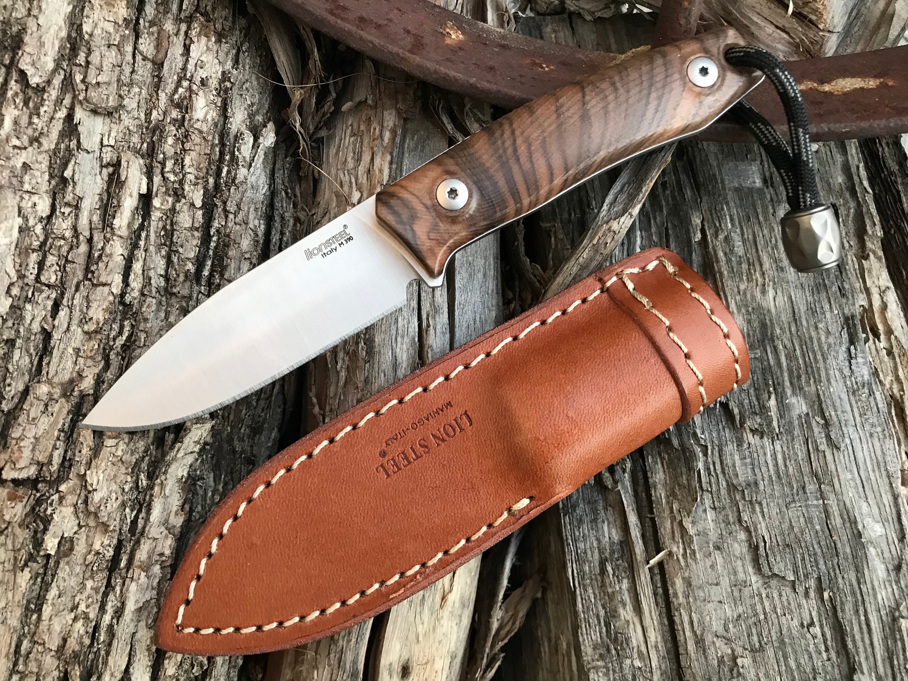 Lionsteel M1 Walnut M390 Satin Finish With Leather Sheath - Etsy