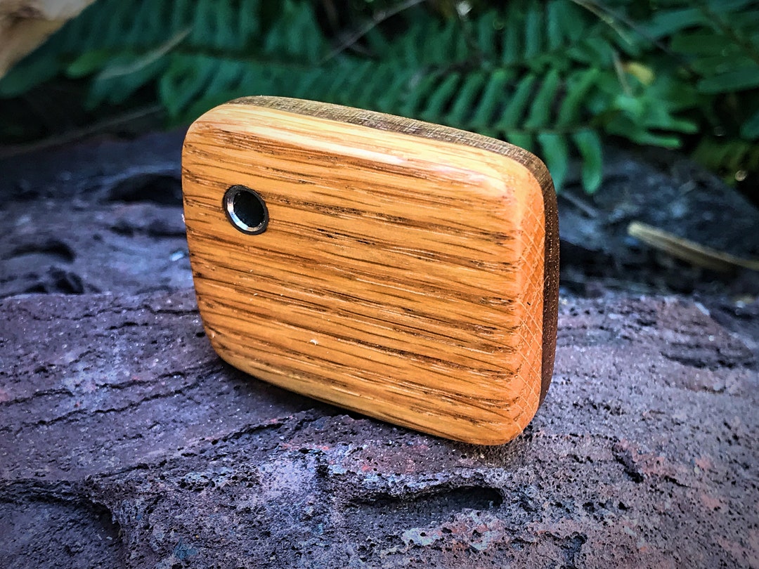 Dual Tone Oak/walnut Fidget Block W/ Stainless Lanyard - Etsy