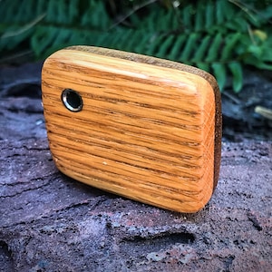 Dual Tone Oak/Walnut Fidget Block W/ Stainless Lanyard