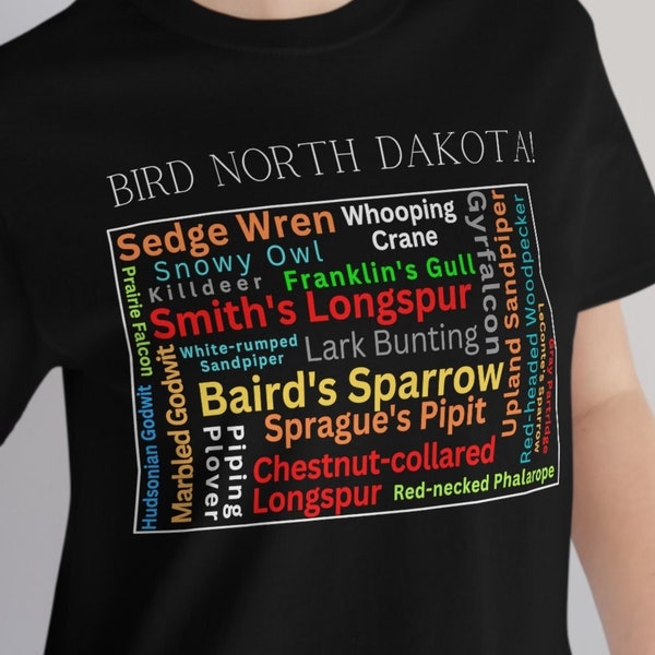 Birding T Shirt Birds of North Dakota Specialties Men Women | Birdwatching Baird's LeConte's Longspur Whooping Crane