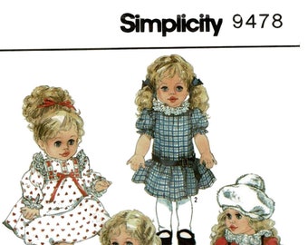 E756 PDF Copy of Vintage Simplicity Pattern #9478 for Dolls 14” – 16”