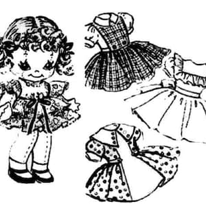 E116 PDF of Cloth 9” Doll with Dresses pattern