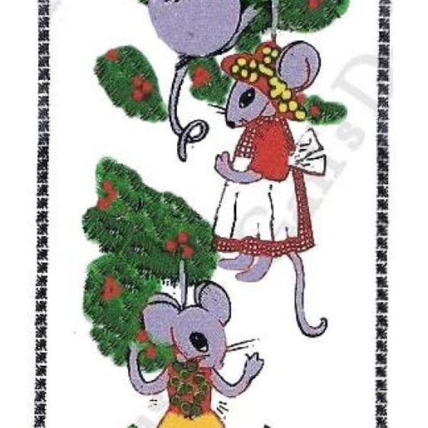 E495 PDF of Christmas Mice Ornaments Pattern that are 4" to 5" tall