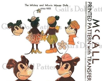 E633 Vintage 1933 McCall's 18" Mickey & Minnie Mouse Pattern